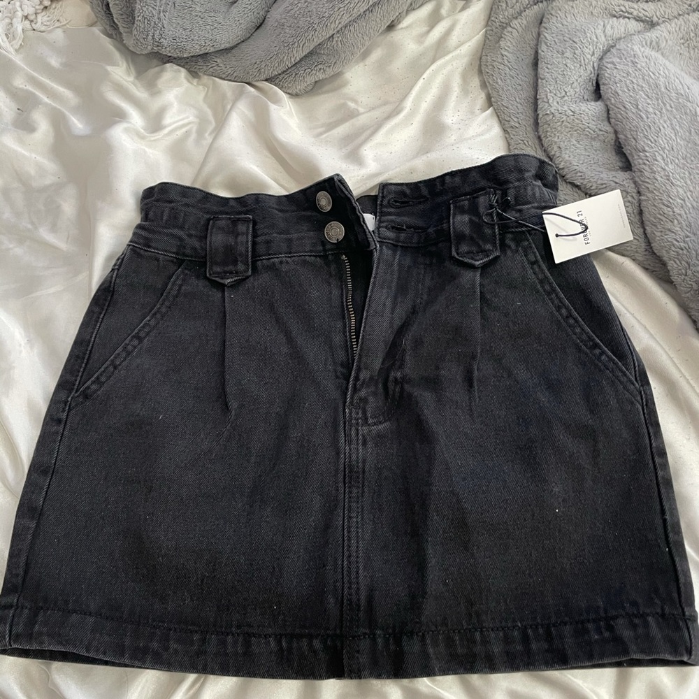 Black denim skirt